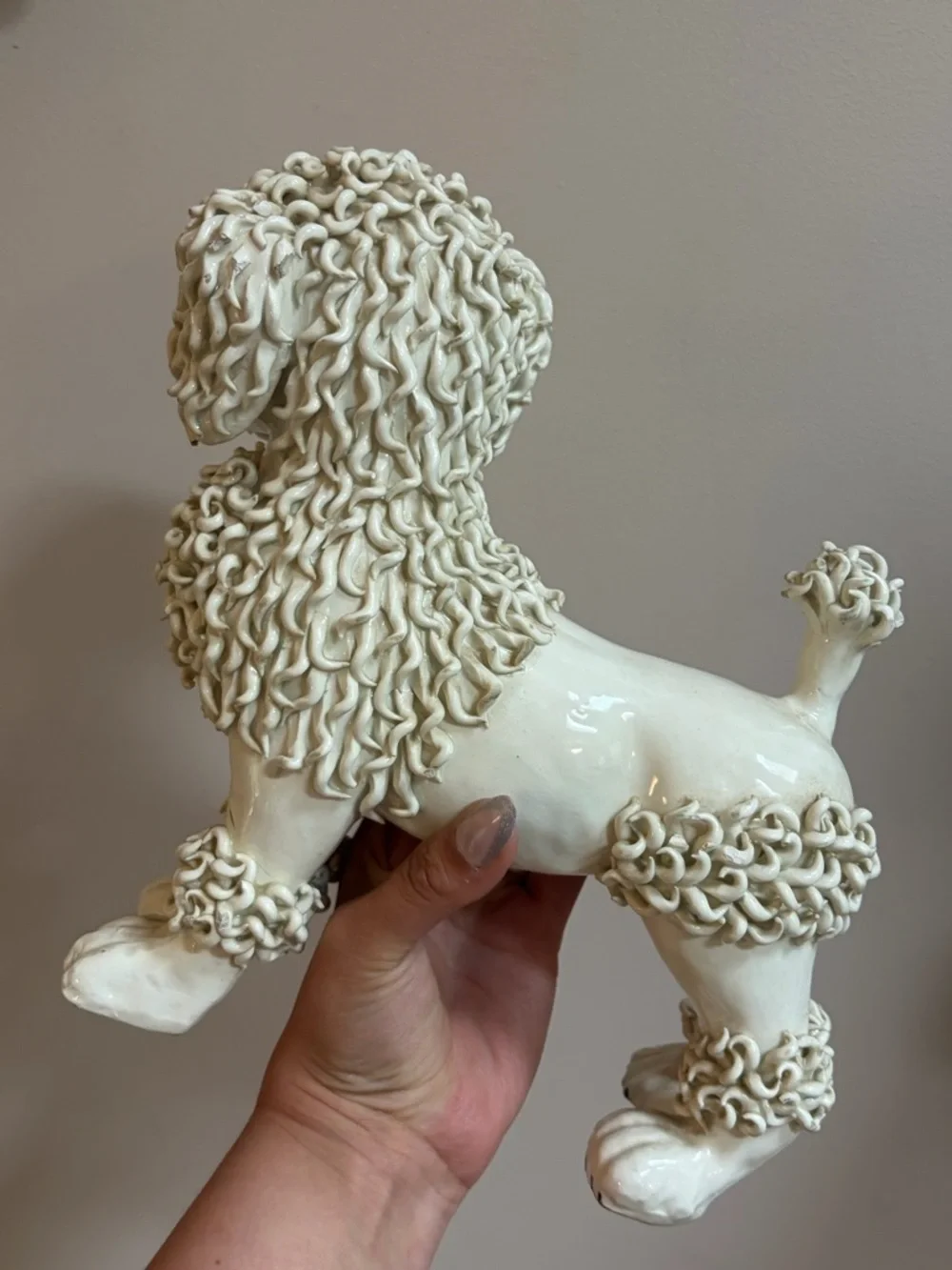 Vintage Italian Handmade Hollywood Regency Spaghetti Poodle Dog Sculpture Statue
